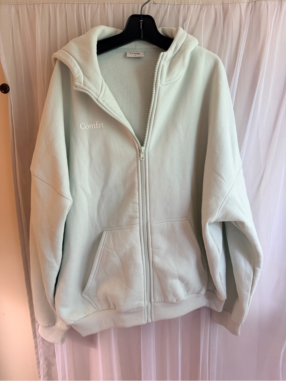 Comfort Zip-Up Hoodie Jacket in Mint - Women's Utility Jacket